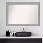 Miroir Mural de Salle de Bain Amanti Art 40"x28" Vista Non Biseauté en Nickel Brossé : Rectangulaire Moderne, Mural, Fixations Incluses