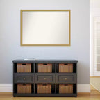 Miroir mural étroit non biseauté pour salle de bain Grace 40"x29" Or brossé - Amanti Art : Rectangle moderne, Cadre en polystyrène