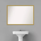 Miroir mural étroit non biseauté pour salle de bain Grace 40"x29" Or brossé - Amanti Art : Rectangle moderne, Cadre en polystyrène