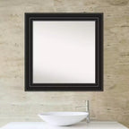 Miroir mural de salle de bain colonial noir Amanti Art 32 po x 32 po sans biseau : carré, montage mural, style moderne