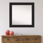 Miroir mural de salle de bain colonial noir Amanti Art 32 po x 32 po sans biseau : carré, montage mural, style moderne