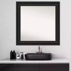 Miroir mural de salle de bain colonial noir Amanti Art 32 po x 32 po sans biseau : carré, montage mural, style moderne