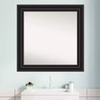 Miroir mural de salle de bain colonial noir Amanti Art 32 po x 32 po sans biseau : carré, montage mural, style moderne