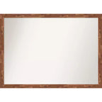 41" x 30" Non-Beveled Fresco Light Pecan Wood Wall Mirror - Amanti Art: Modern Rectangle, Includes Mounting Hardware