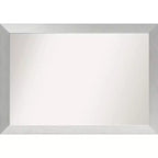 40" x 28" Non-Beveled Wood Bathroom Wall Mirror Brushed Sterling Silver - Amanti Art: Modern, Rectangle, Wall Mount