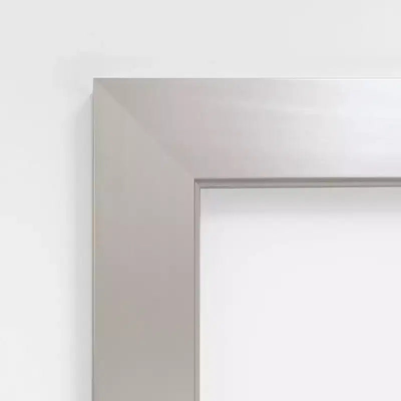Miroir mural de salle de bain en bois non biseauté 40" x 28" Argent Sterling Brossé - Amanti Art : Moderne, Rectangulaire, Mural