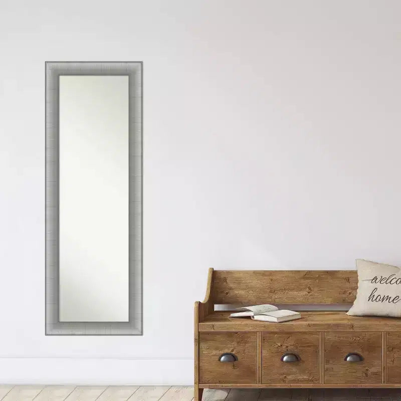 Miroir de porte pleine longueur élégant en étain brossé sans biseau de 19 x 53 po - Amanti Art