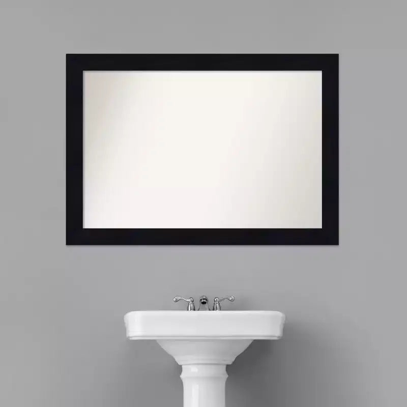 Miroir mural de salle de bain en bois de 40 x 28 po à rainures et languettes, non biseauté, bleu marine – Amanti Art : Rectangulaire, quincaillerie de montage incluse