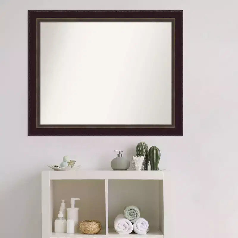 Miroir mural Signore Bronze Wood de 32 po x 26 po : Amanti Art, rectangulaire, décor moderne, aucun assemblage requis