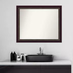 Miroir mural Signore Bronze Wood de 32 po x 26 po : Amanti Art, rectangulaire, décor moderne, aucun assemblage requis