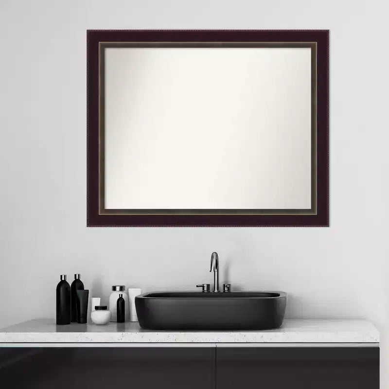 Miroir mural Signore Bronze Wood de 32 po x 26 po : Amanti Art, rectangulaire, décor moderne, aucun assemblage requis