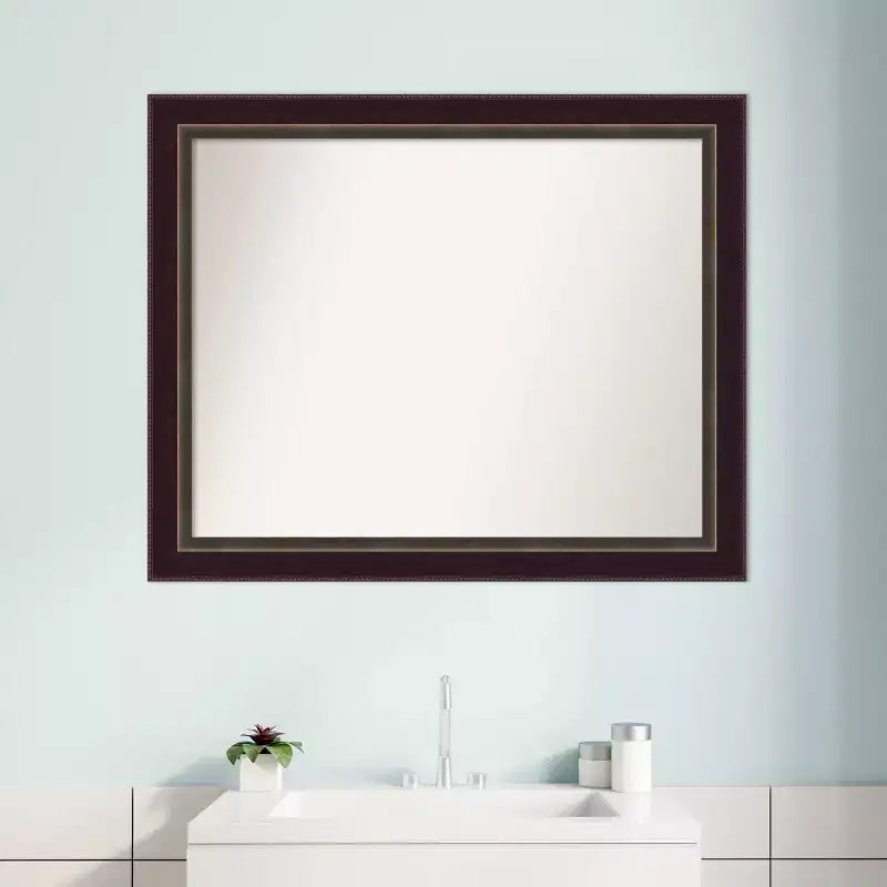 Miroir mural Signore Bronze Wood de 32 po x 26 po : Amanti Art, rectangulaire, décor moderne, aucun assemblage requis