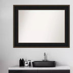 Miroir mural de salle de bain en bois non biseauté pour mezzanine 46 po x 35 po Espresso – Amanti Art : Quincaillerie de montage incluse
