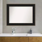 Miroir mural de salle de bain en bois non biseauté pour mezzanine 46 po x 35 po Espresso – Amanti Art : Quincaillerie de montage incluse