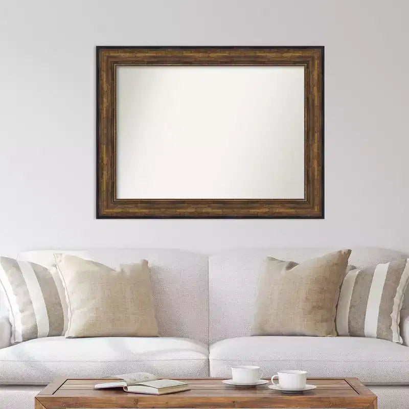 Miroir mural en bronze pour salle de bal 46" x 35" sans biseau - Amanti Art : Rectangulaire moderne, cadre en polystyrène, quincaillerie de montage incluse