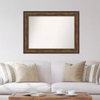 Miroir mural en bronze pour salle de bal 46" x 35" sans biseau - Amanti Art : Rectangulaire moderne, cadre en polystyrène, quincaillerie de montage incluse