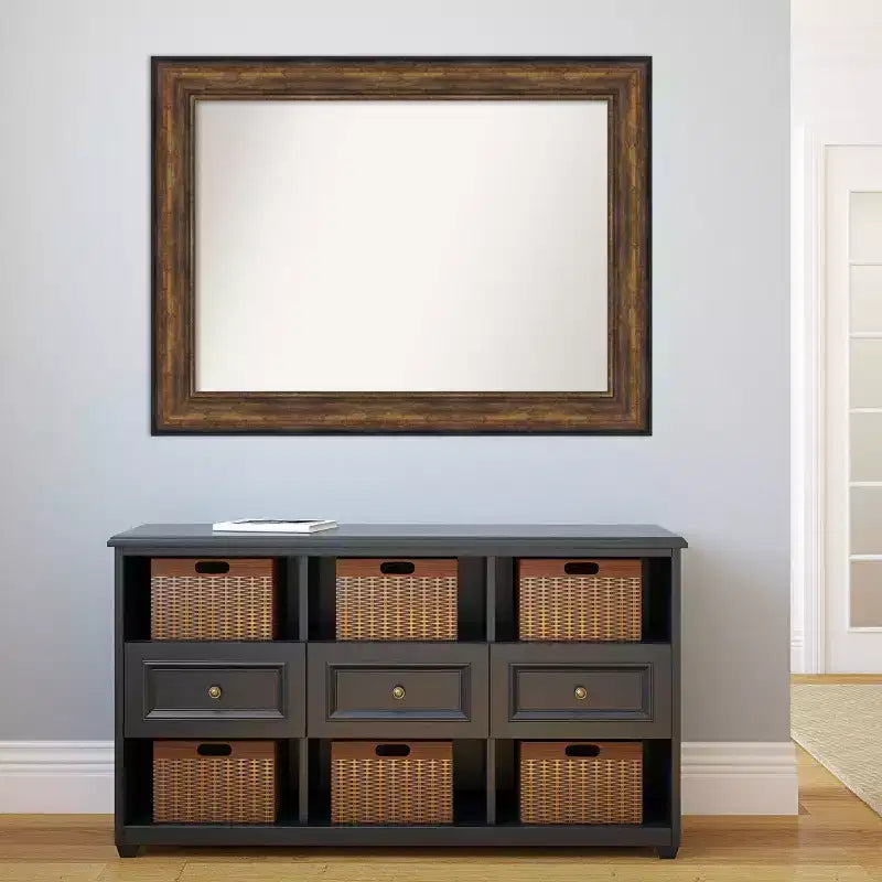 Miroir mural en bronze pour salle de bal 46" x 35" sans biseau - Amanti Art : Rectangulaire moderne, cadre en polystyrène, quincaillerie de montage incluse
