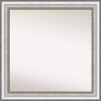 31"x31" Non-Beveled Salon Silver Wall Mirror - Amanti Art: Modern Square Framed, Includes Mounting Hardware
