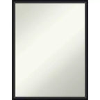 Amanti Art 19" x 25" Non-Beveled Lucie Black Wood Wall Mirror : Modern Rectangular, Includes Mounting Hardware