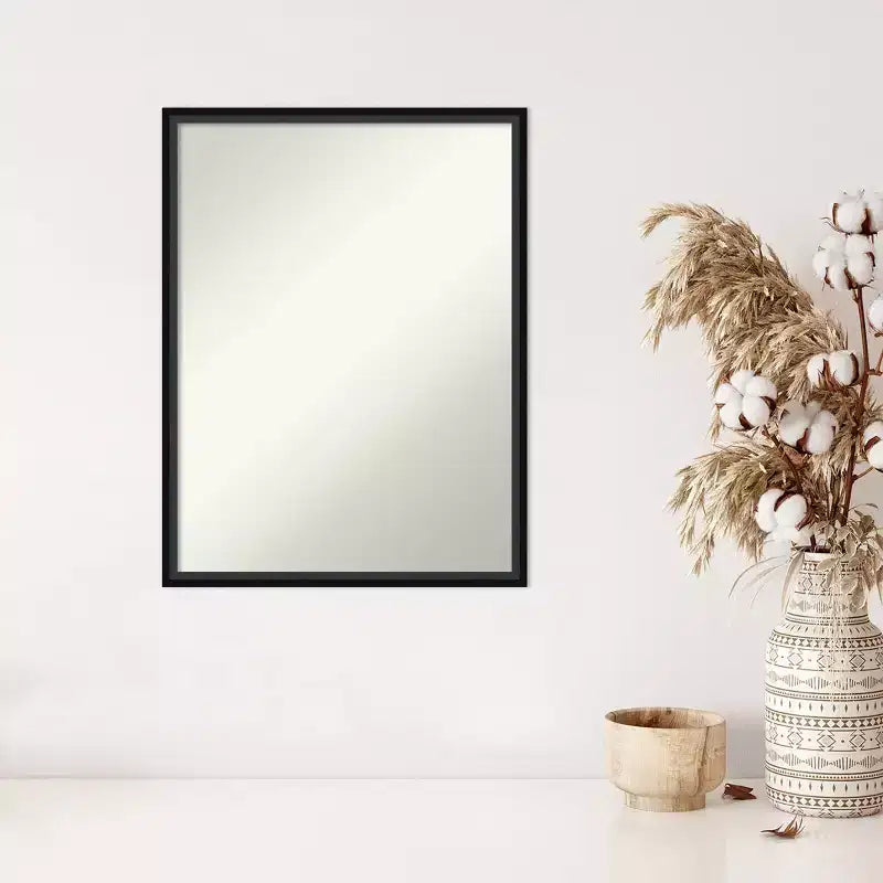 Amanti Art, Miroir mural en bois noir Lucie, non biseauté, 19 x 25 po : Rectangulaire moderne, quincaillerie de montage incluse
