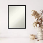 Amanti Art, Miroir mural en bois noir Lucie, non biseauté, 19 x 25 po : Rectangulaire moderne, quincaillerie de montage incluse