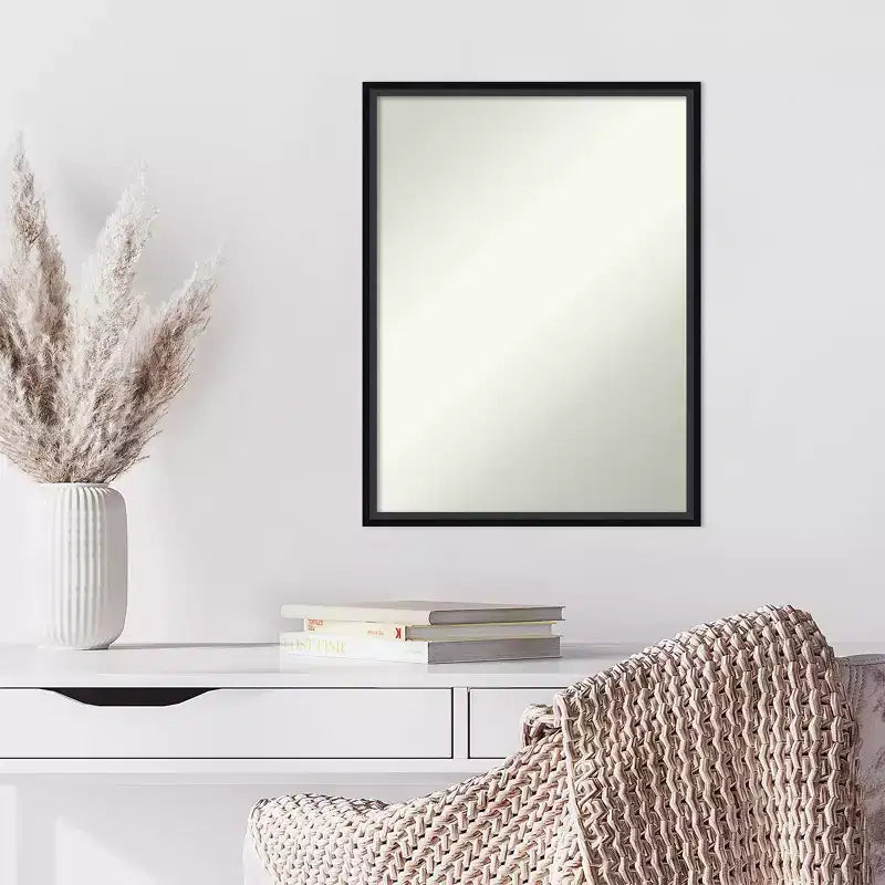 Amanti Art, Miroir mural en bois noir Lucie, non biseauté, 19 x 25 po : Rectangulaire moderne, quincaillerie de montage incluse