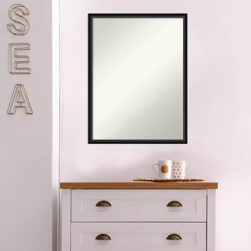 Amanti Art, Miroir mural en bois noir Lucie, non biseauté, 19 x 25 po : Rectangulaire moderne, quincaillerie de montage incluse