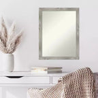 Miroir mural carré 21 po x 27 po sans biseau, gris colombe délavé - Amanti Art
