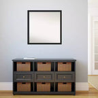 Miroir mural étroit Grace non biseauté, 28 po x 28 po, noir métallique brossé - Amanti Art : Carré moderne, à fixer au mur, quincaillerie incluse
