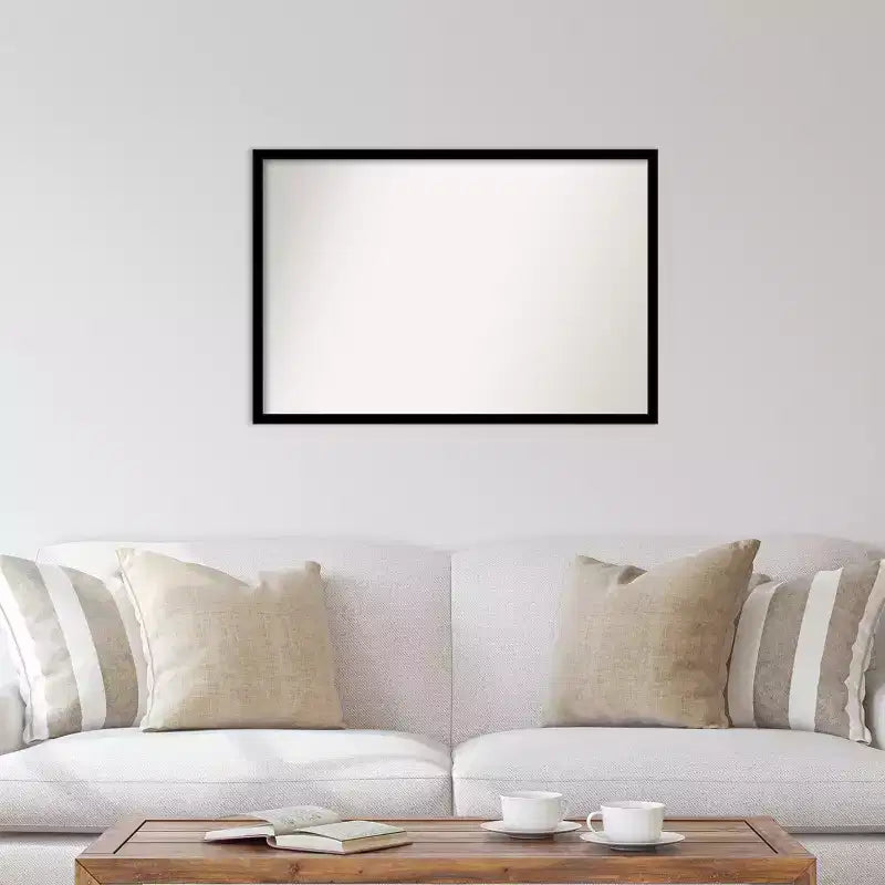 Miroir mural noir de jais de 38 po x 26 po sans biseau - Amanti Art : Cadre moderne en polystyrène, quincaillerie de montage incluse
