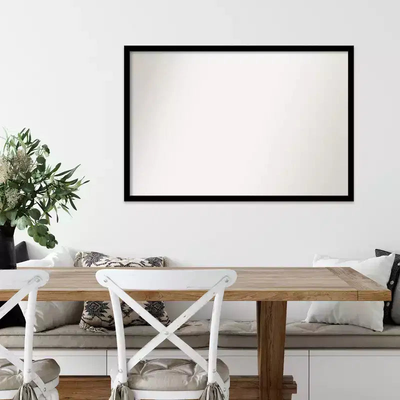 Miroir mural noir de jais de 38 po x 26 po sans biseau - Amanti Art : Cadre moderne en polystyrène, quincaillerie de montage incluse