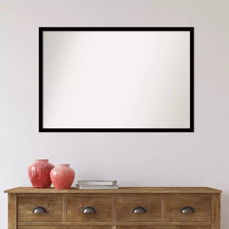 Miroir mural noir de jais de 38 po x 26 po sans biseau - Amanti Art : Cadre moderne en polystyrène, quincaillerie de montage incluse