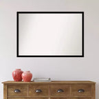 Miroir mural noir de jais de 38 po x 26 po sans biseau - Amanti Art : Cadre moderne en polystyrène, quincaillerie de montage incluse