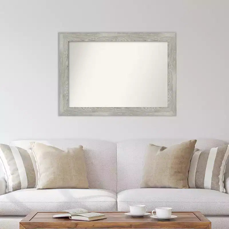 Miroir mural gris tourterelle non biseauté 42 po x 30 po - Amanti Art : Rectangulaire moderne, cadre en polystyrène