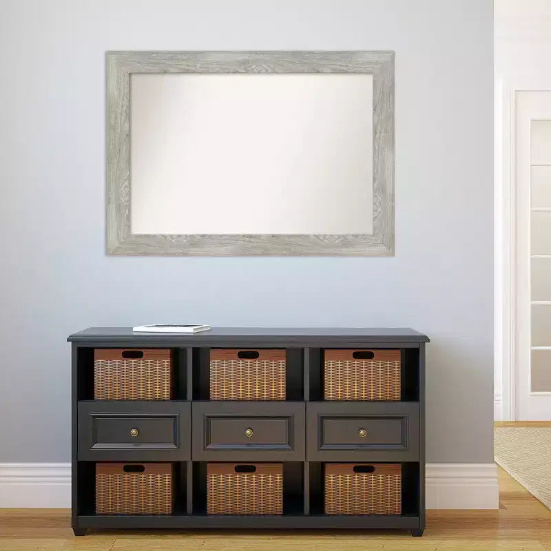 Miroir mural gris tourterelle non biseauté 42 po x 30 po - Amanti Art : Rectangulaire moderne, cadre en polystyrène