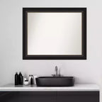 Miroir mural de salle de bain Trio sans biseau en bronze huilé 33" x 27" - Amanti Art : Quincaillerie de montage incluse, forme rectangulaire