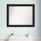 Miroir mural de salle de bain Trio sans biseau en bronze huilé 33" x 27" - Amanti Art : Quincaillerie de montage incluse, forme rectangulaire