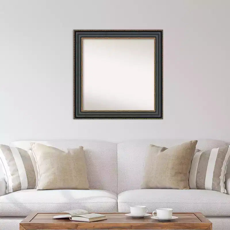 Miroir mural Thomas noir bronze non biseauté 32 po x 32 po - Amanti Art