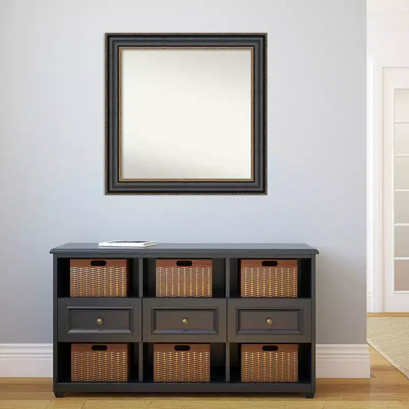Miroir mural Thomas noir bronze non biseauté 32 po x 32 po - Amanti Art