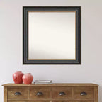Miroir mural Thomas noir bronze non biseauté 32 po x 32 po - Amanti Art