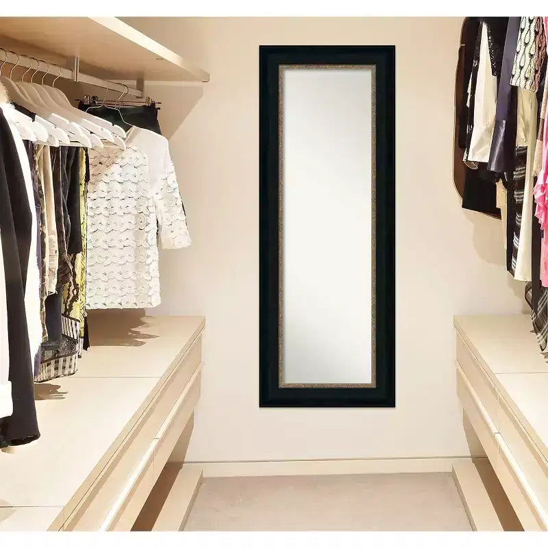 Miroir de porte plein pied 21" x 55" Paragon Bronze non biseauté - Amanti Art : Cadre en polystyrène, quincaillerie de montage incluse