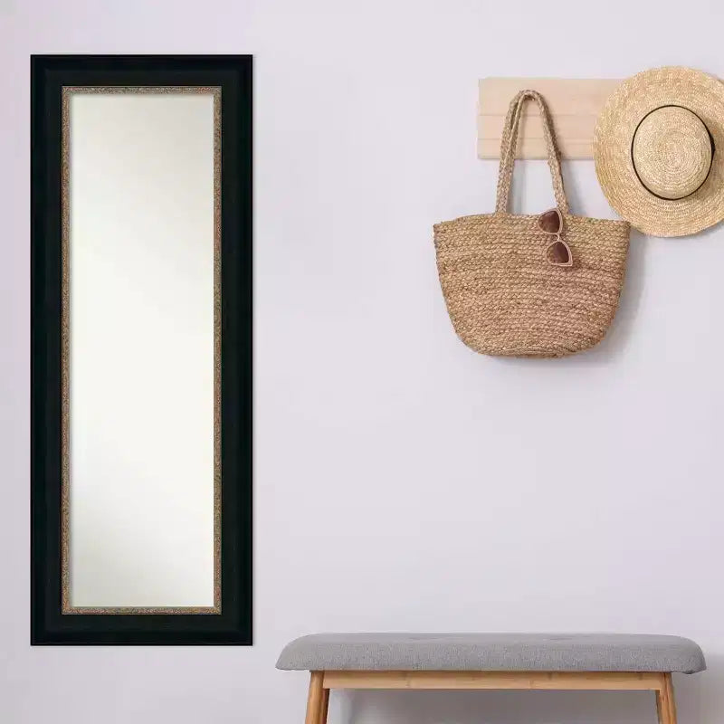 Miroir de porte plein pied 21" x 55" Paragon Bronze non biseauté - Amanti Art : Cadre en polystyrène, quincaillerie de montage incluse