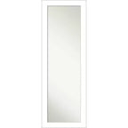 Amanti Art 18"x52" Wedge Framed On the Door Mirror White: Modern Polystyrene Frame, No Assembly Required