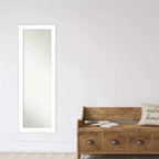 Amanti Art Miroir de porte encadré compensé de 18 po x 52 po Blanc : cadre moderne en polystyrène, aucun assemblage requis