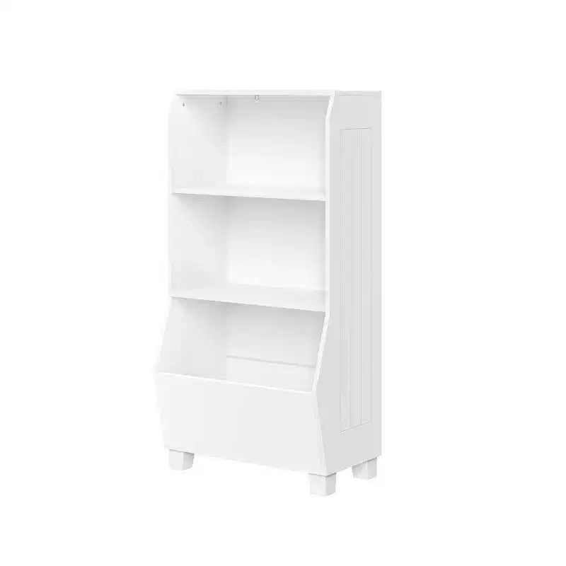 RiverRidge Kids' Étagère de Bibliothèque pour Salle de Jeux 23" avec Organisateur de Bacs à Légumes et 2 Étagères de Rangement Ouvertes pour Jouets Blanche : Petite Bibliothèque pour Enfants, MDF, Blanc