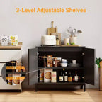 Meuble Buffet de Rangement, Meuble de Rangement en Rotin avec Portes, Étagère Réglable pour Salon, Couloir