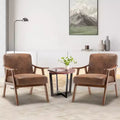 MAYEERTY Mid Century Wingback Accent Chair Solid Wood Frame Thick Backrest Lounge Chair for Living Room