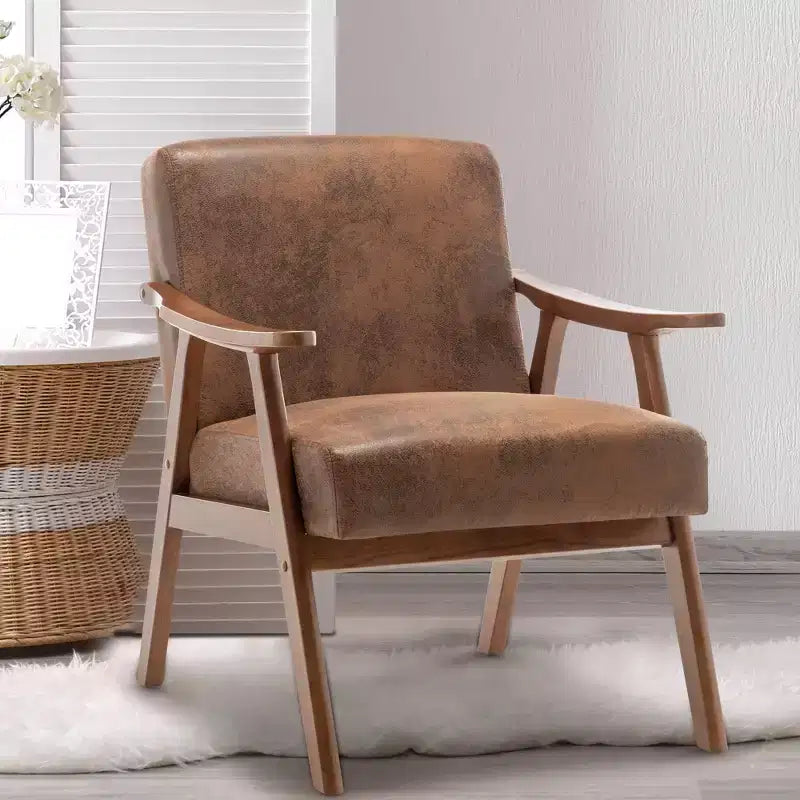 Mid Century Wingback Accent Chair, Solid Wood Frame, Thick Backrest Lounge Chair for Living Room
