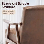 Mid Century Wingback Accent Chair, Solid Wood Frame, Thick Backrest Lounge Chair for Living Room