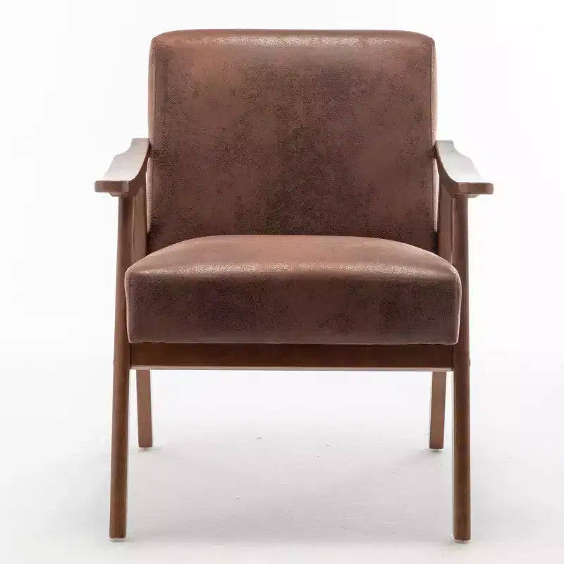 Mid Century Wingback Accent Chair, Solid Wood Frame, Thick Backrest Lounge Chair for Living Room